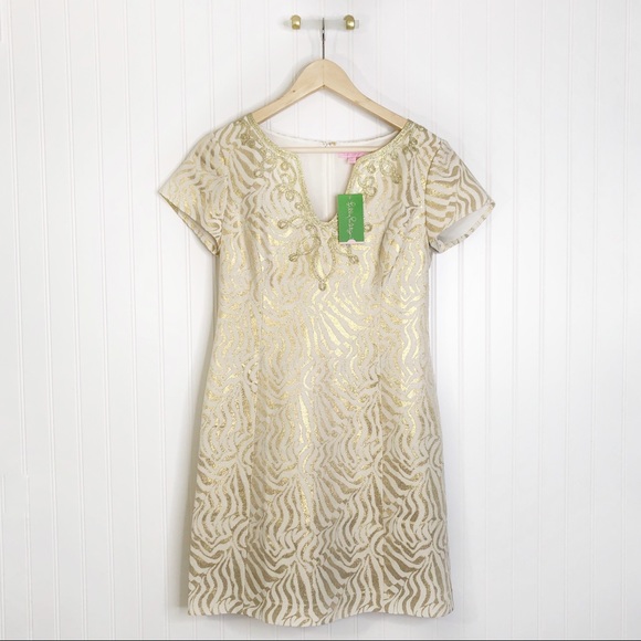 Lilly Pulitzer Dresses & Skirts - NWT Lilly Pulitzer gold white Milannia zebra dress
